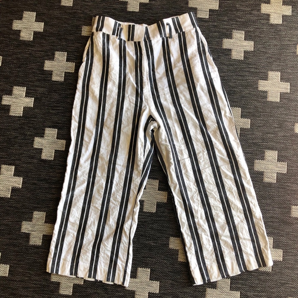 High waist cropped wide leg pants